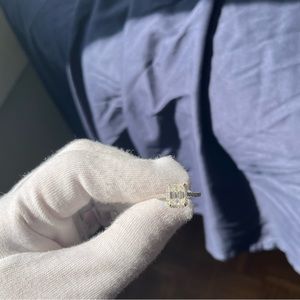 2.0ct moissanite stone esmerald cut 925 sterling silver gold plated ring